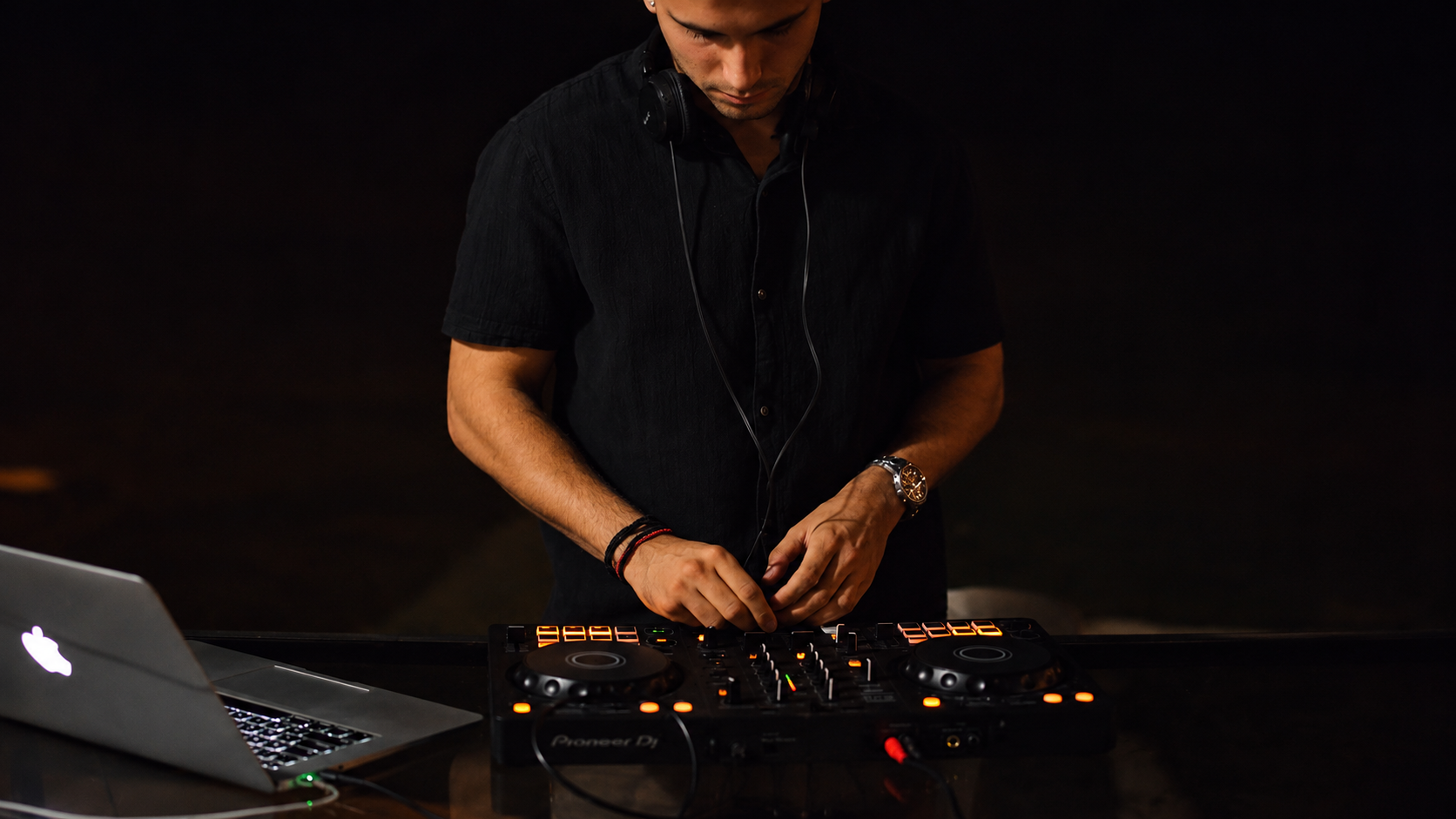 DJ Matt.C mixing on a Pioneer DJ controller